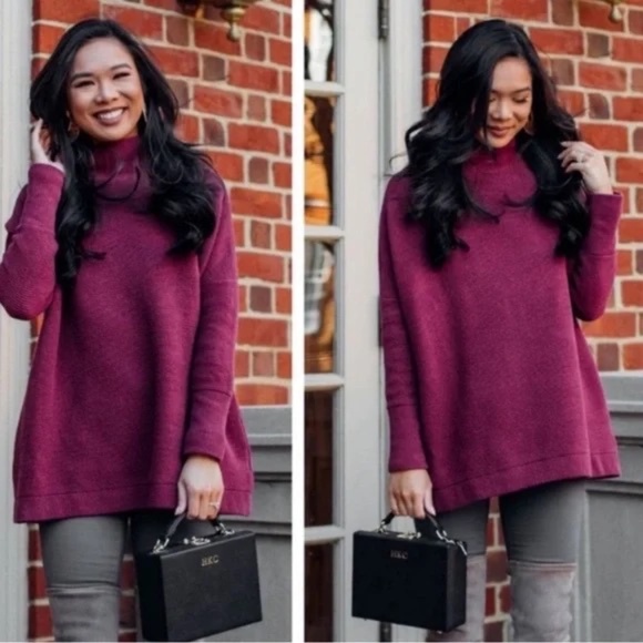 Free People Fuchsia Pink Ottoman Slouchy Tunic Sweater SIZE S - Picture 4 of 16